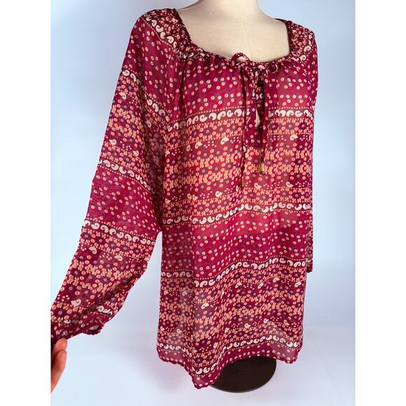 VTG Faded Glory Womens Paisley Top 2X Sheer Fairy Whimsigoth Feminine Blouse - Picture 4 of 7